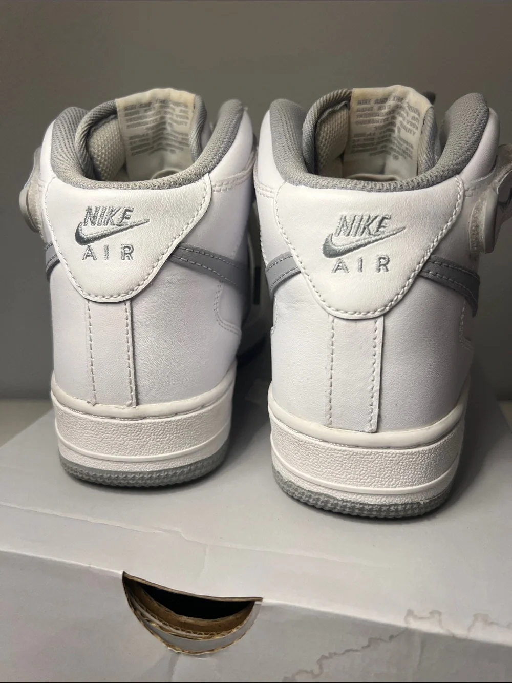 Nike Air Force 1 Mid-Top Sneakers in White & Light Gray size 5Y